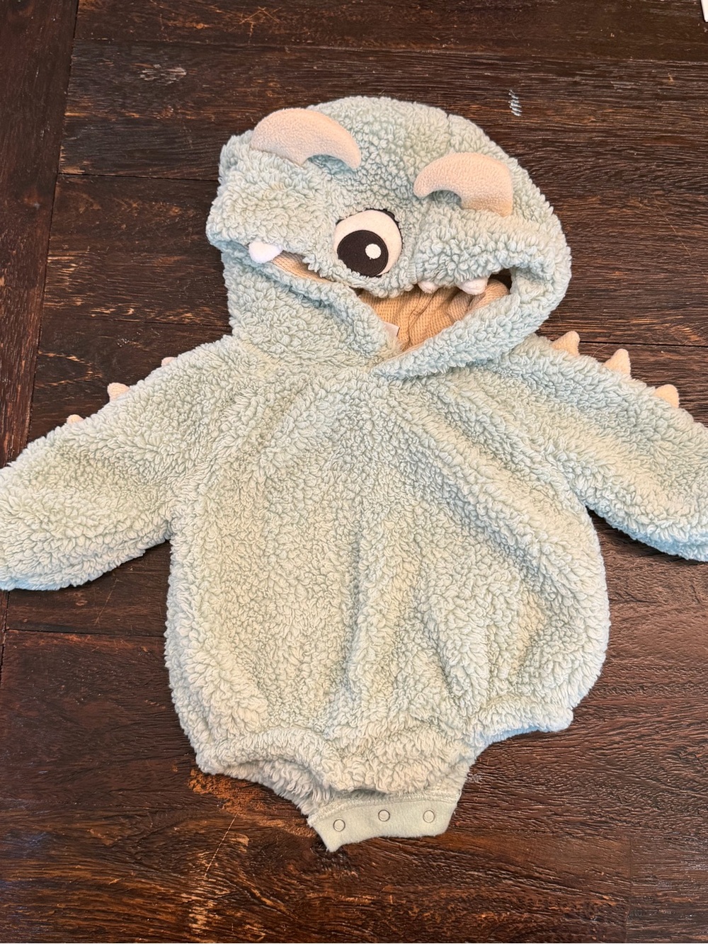 Old Navy Light Blue Plush Monster Hooded One-Piece